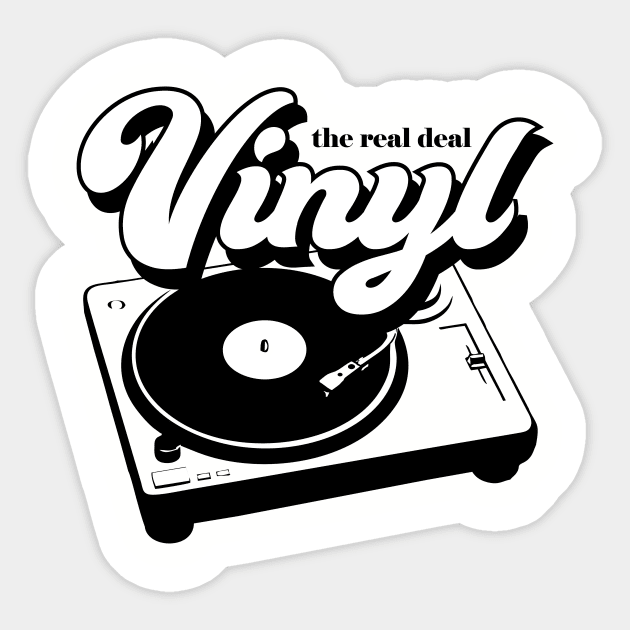 Vinyl Records - The Real Deal - Retro Record Player Turntable Sticker by SmokyKitten